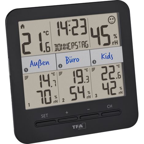 TFA Dostmann KLIMA@HOME 2 Funk-Thermo-/Hygrometer Schwarz 30.3075.01 (1/5)