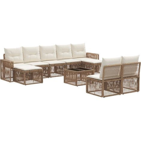 Ensemble de canapé de jardin 10 pcs Beige et blanc crème vidaXL