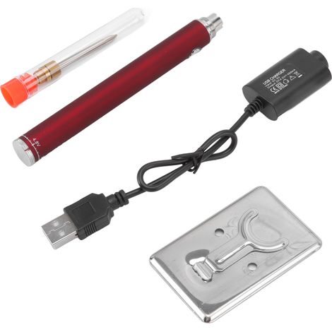 Ortviai Fer à souder sans fil rechargeable avec interface 510, pointe en alliage d’aluminium, rouge, 200–470 °C (1/5)