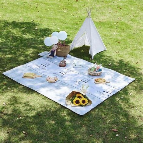 Tapis de plage extérieur, portable épais et étanche pour les voyages de camping pique-nique, 150 200cm - Gris (1/4)