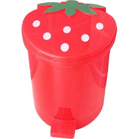 Poubelle grande capacité, bonne résistance au poids, forme exquise, décorative en plastique, style fraise (1/4)