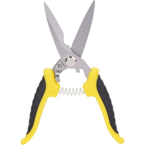 Forbici industriali, forbici industriali multiuso e resistenti, acciaio inossidabile, manici giallo-neri, utensili manuali per elettricisti (maniglie giallo-nere da 8 pollici)