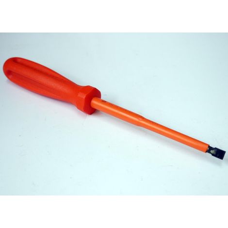 Tournevis plat 6.5x120mm isolé 1000V lame acier chromé manche bi-matière electricien pour vis tête fendue DERANCOURT