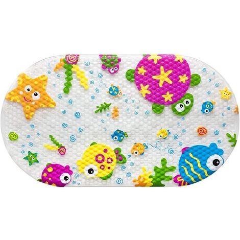 Rutschfeste Badematte für Kinder, Babybadematte mit Saugnäpfen, Massage-Badematte (Meeresmotive), 69 x 39 cm (1/5)