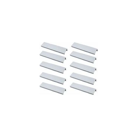 Lot de 10 Poignée Profil Poignée de Meuble Cuisine - Poignée Invisible Poignee de Meuble Brossé Poignée Meuble argent en Alliage d'Aluminium Entraxe 96mm