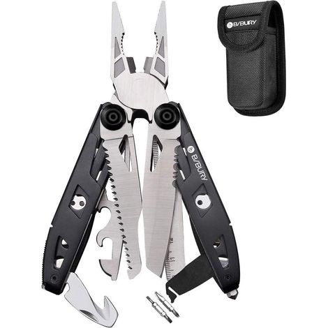 Outil de poche 18 en 1, outil multifonction avec manche en titane, outil multifonction pliable en acier inoxydable, pince multifonction avec marteau d'urgence, tournevis et scie, idéal pour le camping (1/5)