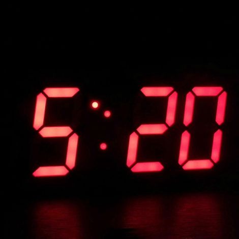 Horloge murale numérique LED 3D (rouge) avec mode nuit lumineux, réglable, pour salon. (1/5)