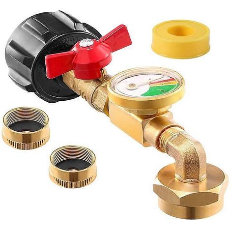 Adaptateur coude 90° pour recharge propane QCC1 avec jauge de réservoir, angle droit, connexion rapide (1/5)