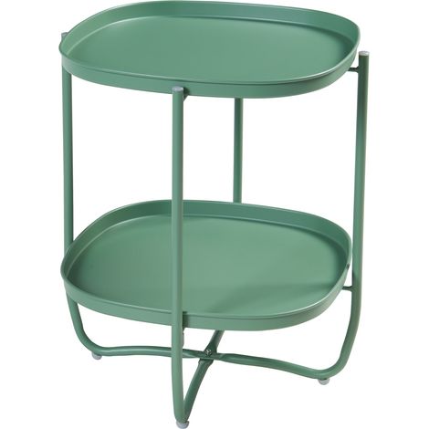 Tavolino da caffè consolle laterale con vassoi estraibili acciaio 58 x 46 x 46 cm verde 030010771