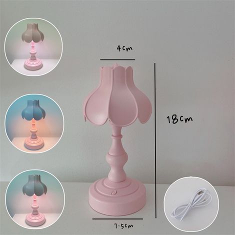 Lampe de table rétro, veilleuse feuille de lotus, éclairage de chambre mignon et romantique, mini lampe lumineuse style nordique LD05 rose (1/5)