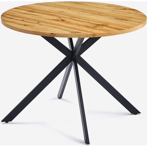 Tisch 100cm rund aus Holz mit gekreuzten Beinen Küche Esszimmer Mako