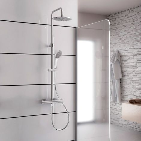 Kronenbach Duschsystem Aufputz mit Thermostat und Kopfbrause Ø 22,5 cm, rund (1/3)