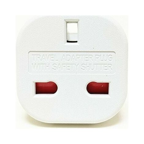 SHINING HOUSE Adaptador de viaje - Enchufe británico de 3 clavijas blanco - Enchufe estándar del Reino Unido a enchufe estándar europeo, (1/5)