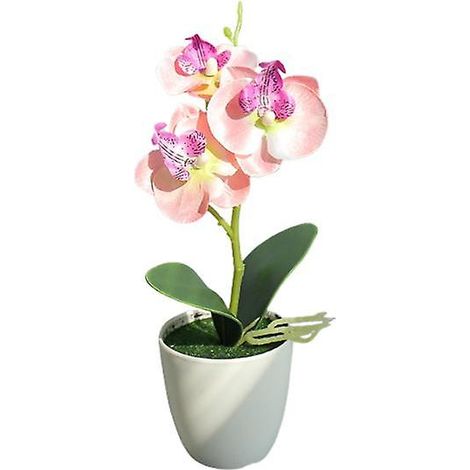 Bonsaï artificiel réaliste, durable, aux couleurs vives, en soie artificielle, en forme de papillon ou d'orchidée, pour décoration de bureau ou de fête.rose (1/3)