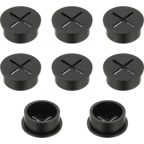 Passe-Câble En Caoutchouc 1 Pouce, 8Pcs Cache-Trou De Bureau Organisateur De Câbles Pour Table De Bureau Comptoir Maison, Noir (1/5)