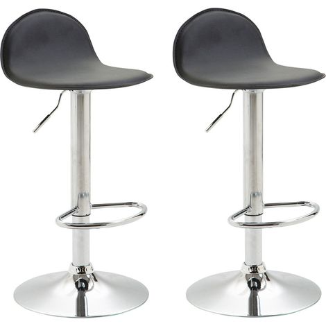 Lot de 2 tabourets de bar pied trompète métal hauteur réglable en synthétique noir 100001339