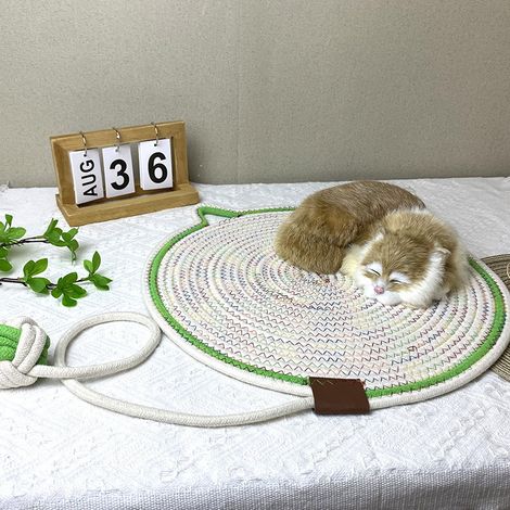 Griffoir pour Chat en Corde de Coton Tressée 42 cm avec Jouet Balle Intégré, Coussin de Sommeil Résistant aux Griffures, Lavable et Durable, Tapis de Jeu pour Animaux de Compagnie