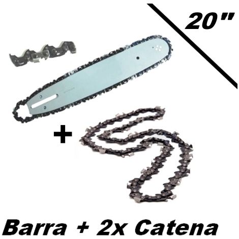 Lama/Barra con doppia catena/2x Catena/Catena di riserva per motosega/elettrosega 50cm