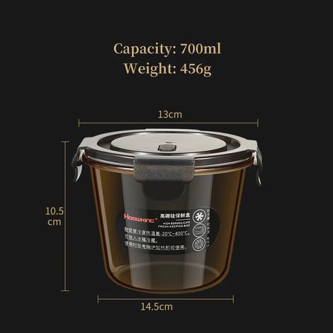 (700 ml) Mini bol résistant à la chaleur avec couvercle, transparent, compatible micro-ondes. (1/5)
