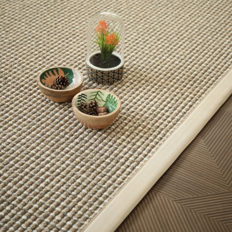 Tapis Laine et sisal - Caloundra grosses boucles beige - Ganse écru - 80 x 150 cm (1/5)