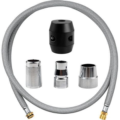 Flexible de Douche, Tuyau Tressé en Acier Inoxydable, avec 3 Adaptateurs, Tuyau Douche Acier Inoxydable aux Robinets de Cuisine et aux Robinets e Réservoir de Salle de Bain, with Weight Ball (1/5)
