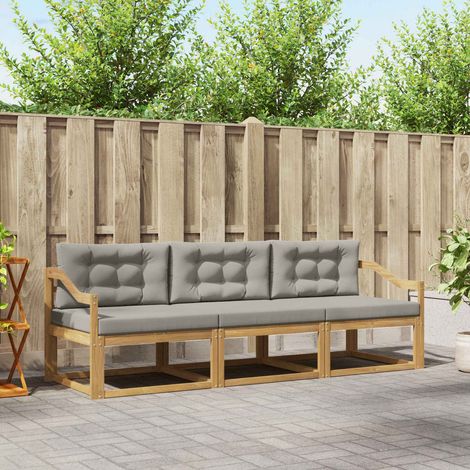 vidaXL Outdoor-Sofagarnitur 3 pcs Weiß und Hellgrau Polyester (1/5)