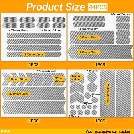 44 Feuillets Protection Cadre Vélo Autocollants en Carbone, Film de Protection Cadre Vélo, Autocollants de Protection Vélo, pour Vélo, VTT etc(Argent) (1/4)