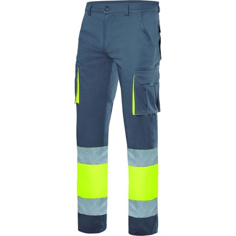 Pantaloni multitasche bicolore VELLILA alta visibilità Grigio scuro / Giallo XXXL