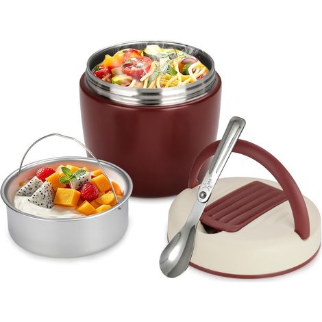 Isolierte 1200-ml-Edelstahl-Lunchbox mit Griff, inklusive Löffel für Schule, Büro und Camping (1/5)