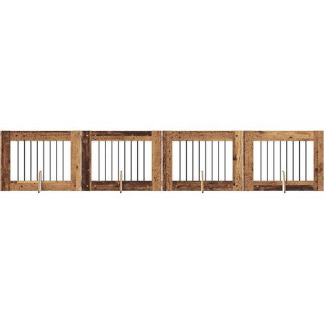 Foldable Dog Gate with Stands 4 pcs Old Wood 321 cm vidaXL
