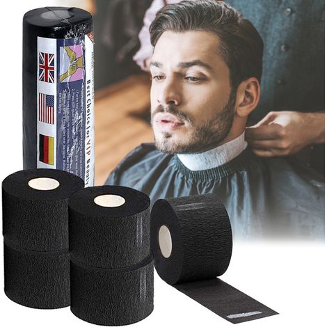 Colliers de protection pour coiffeurs et barbiers, 5 rouleaux de 100 pièces, noirs (1/5)