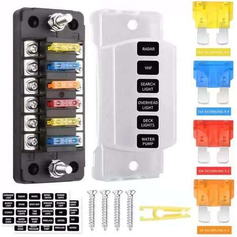 Boîtier/panneau de fusibles marin étanche 12 V à 6 voies avec voyants LED-DELKEVIC (1/5)