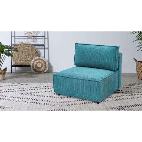 BOBOCHIC - Chauffeuse 1 place pour canapé modulable NIHAD tissu velours côtelé Bleu clair (1/3)