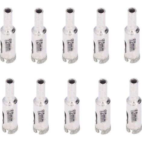10 Stück Glasbohrer 12 mm, hohe Torsionssteifigkeit, feine Verarbeitung, robuste und langlebige Fliesenbohrer