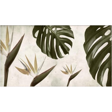 Lupia Quadro Moderno, Vetro Acrilico Plexy, Facile da appendere, da parete, stampa con Colori intensi, prodotto in Italia, 100x180 cm LEAVES VINTAGE (1/4)