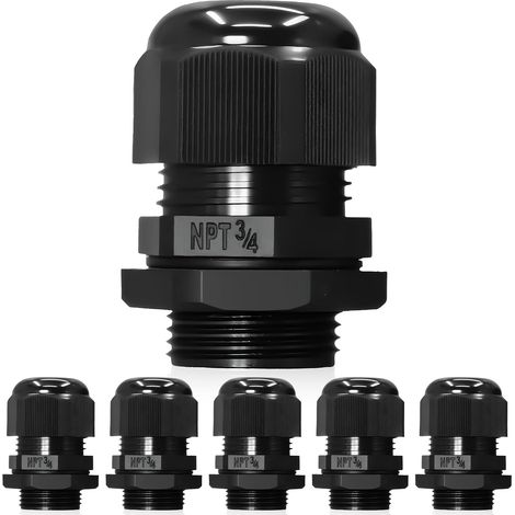 Confezione da 6 pressacavi neri NPT da 1,9 cm - Connettori impermeabili IP68 per scatole elettriche - Cavo in nylon (1/5)