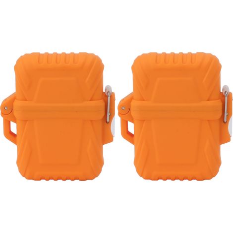 Custodia impermeabile IP56 in 2 pezzi per torcia/accendino, copertura portatile sicura per campeggio, viaggi all'aperto, arancione (1/5)