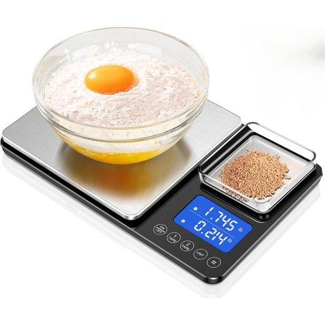 Küchenwaage mit zwei Plattformen, 0,0 oz/33 lb, mit digitaler Gewichtsanzeige in Gramm und Unzen