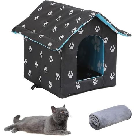 Niche Chat Extérieur, 38 x 35cm Maison pour Chat Exterieur, Pliable, Étanche,Maison pour Chat Exterieur Hiver,Niche Chat Exterieur (1/4)