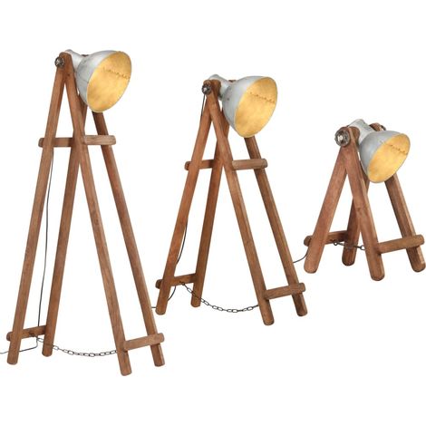 Maison Exclusive - Lampade da Pavimento 3 pz Argento E27 in Massello di Mango