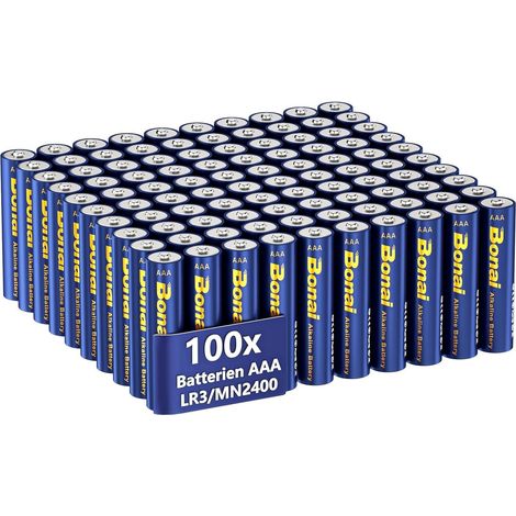 Lot de 100 Piles Alcalines AAA LR03, 1.5 V, Longue Durée, Technologie Double Étanchéité, Idéales pour Télécommandes, Réveils et Souris sans Fil (1/5)