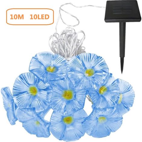 10m 10LED Morning Glory Solar String Lights Waterproof Solar Outdoor Lights Garden Flower Decoration Light for Tree Patio Party Christmas Decorations (1/5)