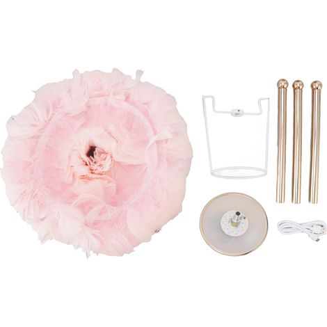 Lampe de table en plumes, couleur réglable, luminosité, Rechargeable, contrôle tactile, décoration, veilleuse rose
