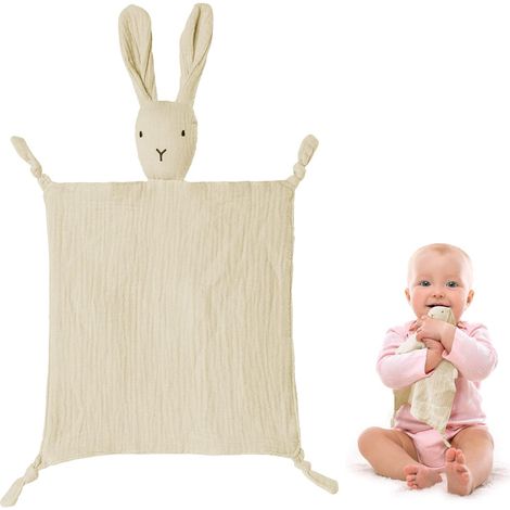 Serviette de Bébé Jouets,Doudou Lapin Doudou Serviette Apaisante d'Eveil Bébé pour Nouveau-né Tollders Filles Garçons Cadeaux (1/5)