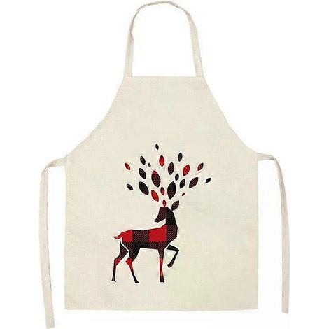 Ensemble de 2 tabliers de ménage en coton et lin à carreaux de Noël, 47 x 38 cm, WQ-001318