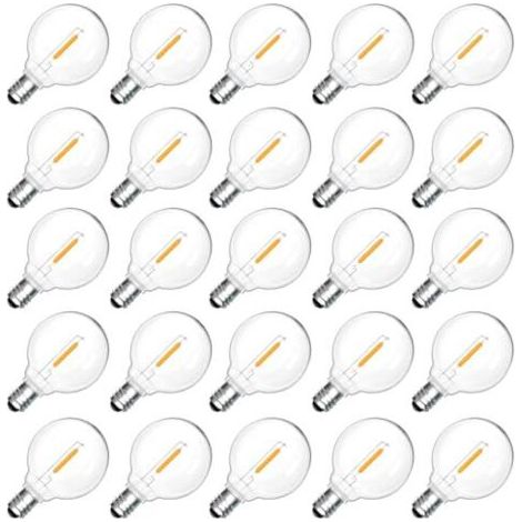 25 ampoules LED extérieures E12 G40 1W, blanc chaud 2200K, ampoules à filament LED G40 transparentes, étanches IP54, ampoules de remplacement E12, 220V non dimmables, pour jardin, terrasse, balcon, fê (1/5)