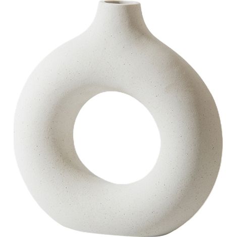 Vase Céramique Moderne en Forme d'Anneau Nordique pour Fleurs Séchées - Décoration Intérieure Contemporaine et Artisanal (1/5)