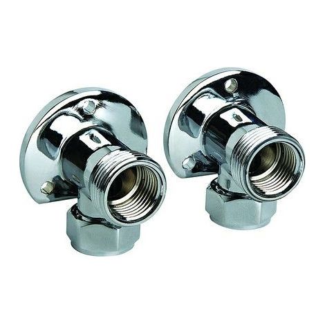 Chrome Thermostatic Wall Elbow Mounts for Exposed Bar Mixer Showers 1 Pair (1/2)
