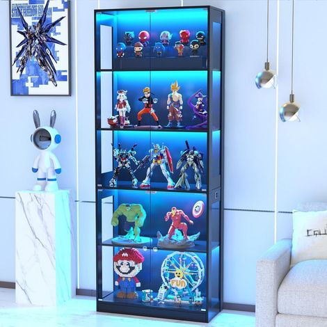 Glasvitrine mit LED-Beleuchtung, Bewegungssensor und 5 Einlegeböden (1/5)