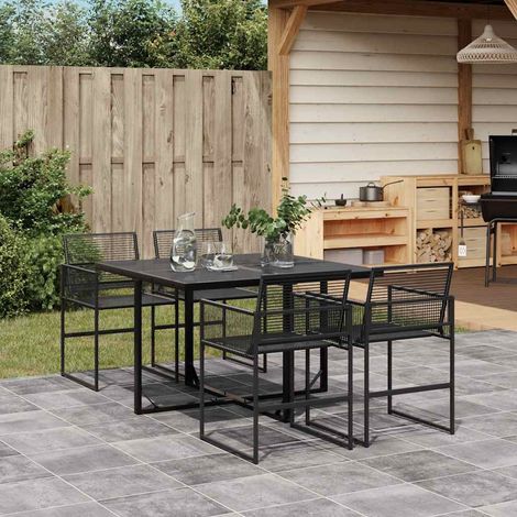 vidaXL 5 Piece Garden Dining Set Black Poly Rattan (1/5)